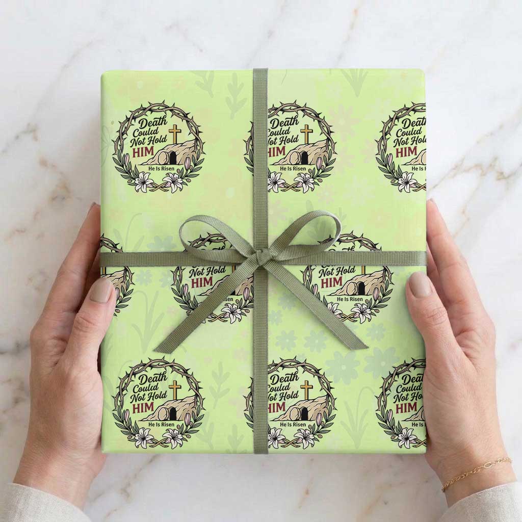 Death Could Not Hold Him Jesus Christian Easter Wrapping Paper Roll He Is Risen Faith Message