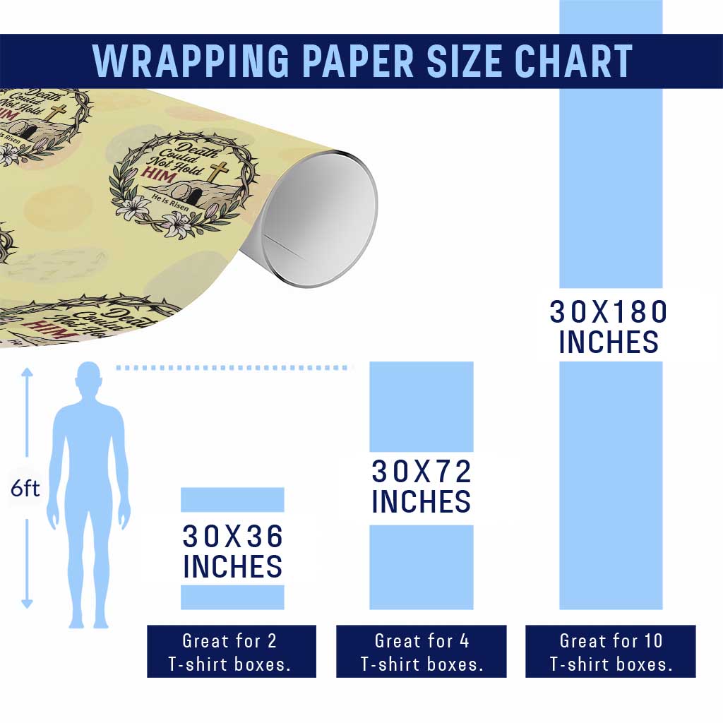 Death Could Not Hold Him Jesus Christian Easter Wrapping Paper Roll He Is Risen Faith Message