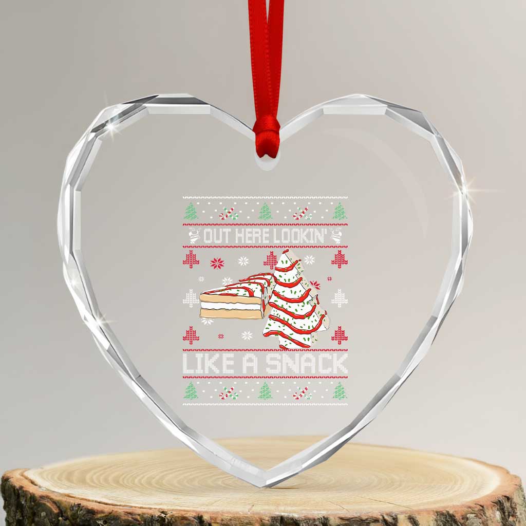 Debbies Christmas Tree Cake Heart Crystal Glass Ornament Out Here Lookin Like A Snack - Wonder Print Shop