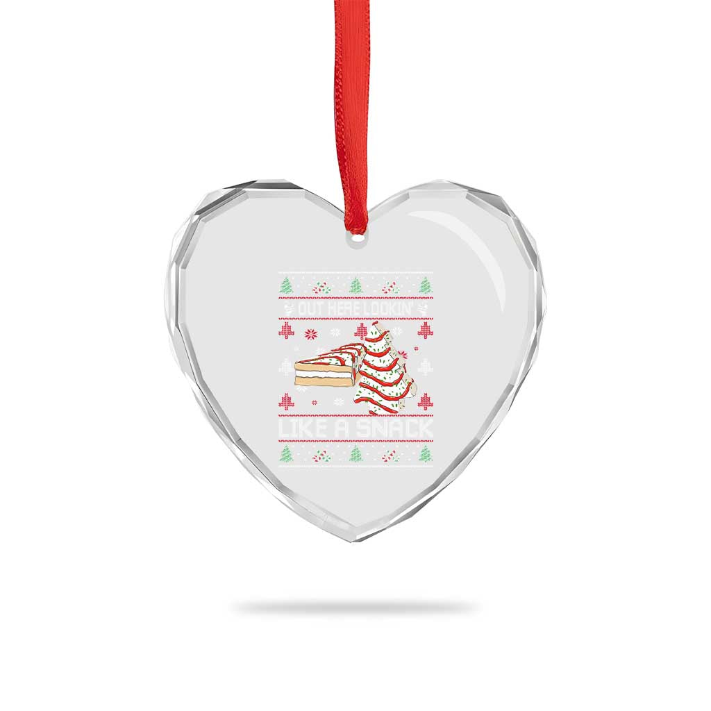 Debbies Christmas Tree Cake Heart Crystal Glass Ornament Out Here Lookin Like A Snack - Wonder Print Shop