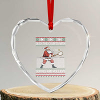 Deck The Courts With Serves And Volleys Heart Crystal Glass Ornament Funny Tennis Ugly Christmas - Wonder Print Shop