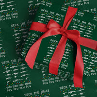 Deck the Halls with Guns and Ammo Wrapping Paper Roll Funny Pew Pew Christmas Meme for Second Amendment Fans - Wonder Print Shop