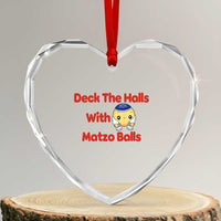 Deck The Halls With Matzo Balls Heart Crystal Glass Ornament Religious Jewish Holiday Gift - Wonder Print Shop