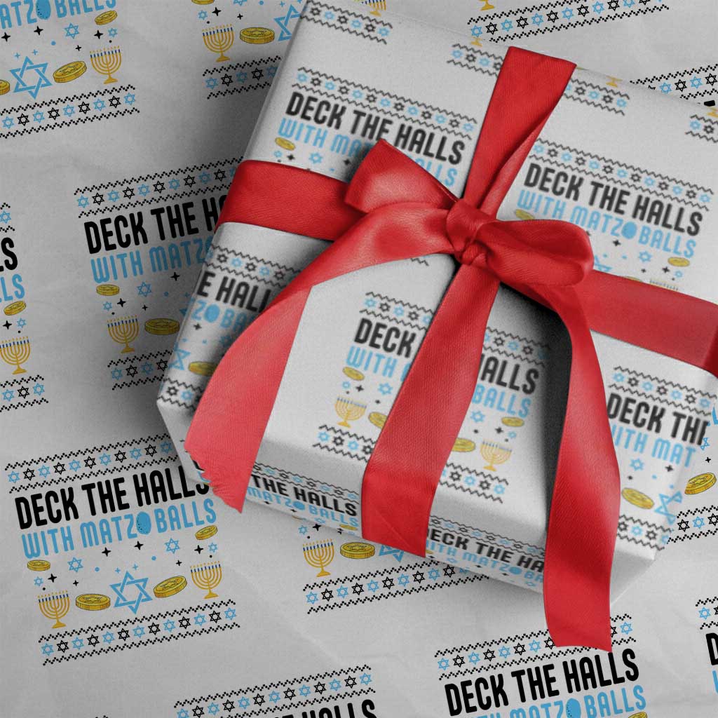 Deck The Halls With Matzo Balls Wrapping Paper Roll Funny Ugly Jewish Holiday Gift - Wonder Print Shop