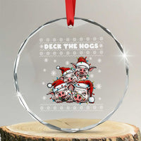 Deck The Hogs Ugly Christmas Sweater Crystal Glass Ornament Pig Lover Gift - Wonder Print Shop