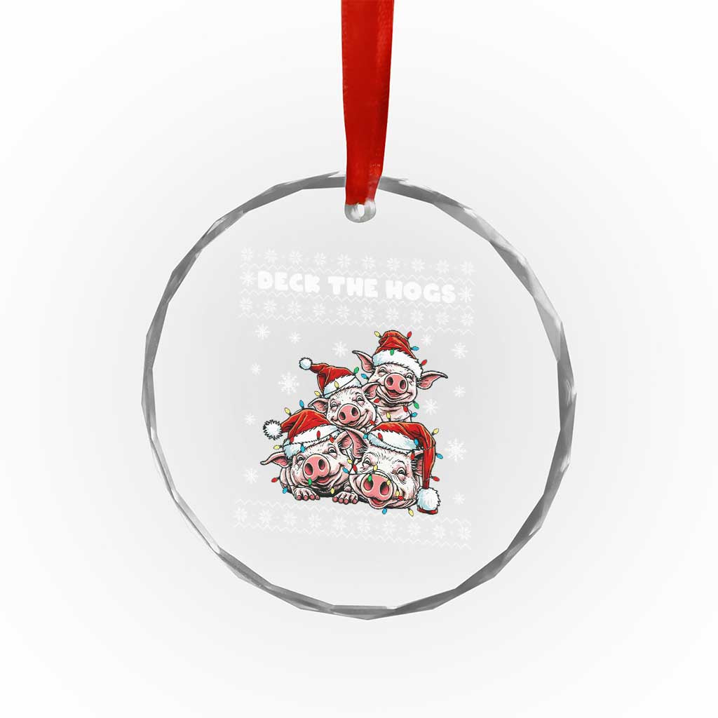 Deck The Hogs Ugly Christmas Sweater Crystal Glass Ornament Pig Lover Gift - Wonder Print Shop
