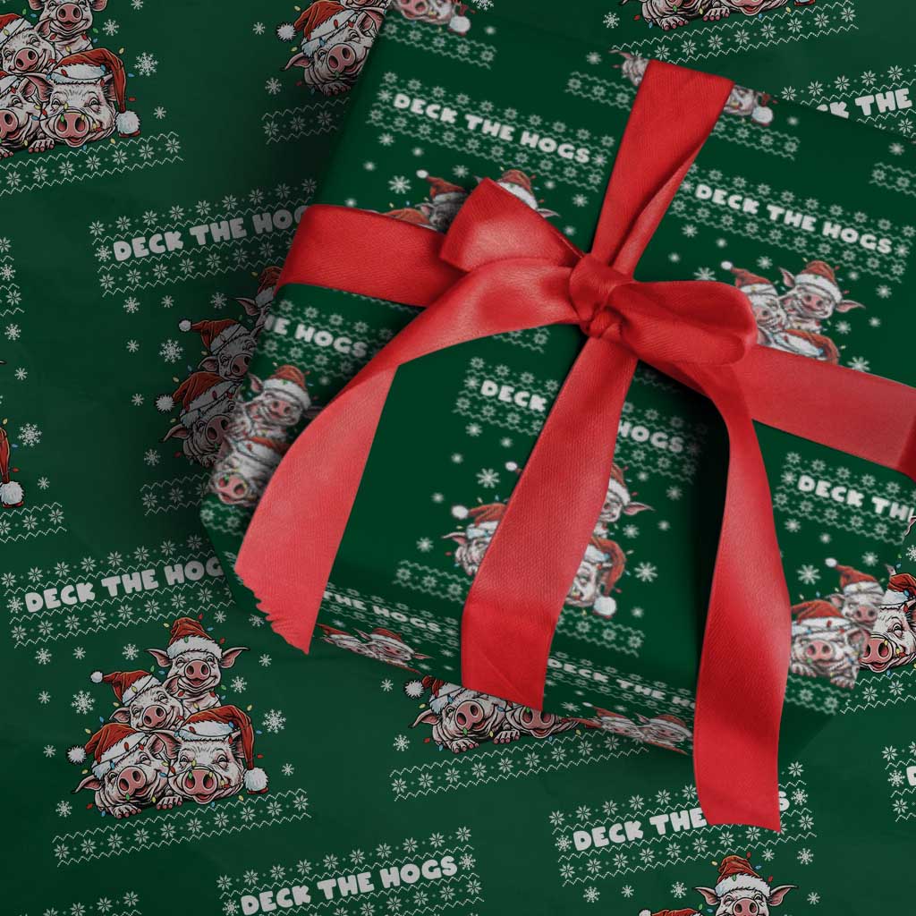 Deck The Hogs Ugly Christmas Sweater Wrapping Paper Roll Pig Lover Gift - Wonder Print Shop
