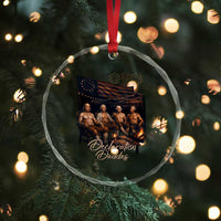 Declaration Daddies Campfire Gathering Graphic Crystal Glass Ornament Shirtless Founding Fathers Patriotic Summer 4th of July Celebration
