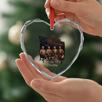 Declaration Daddies Campfire Gathering Graphic Heart Crystal Glass Ornament Shirtless Founding Fathers Patriotic Summer 4th of July Celebration
