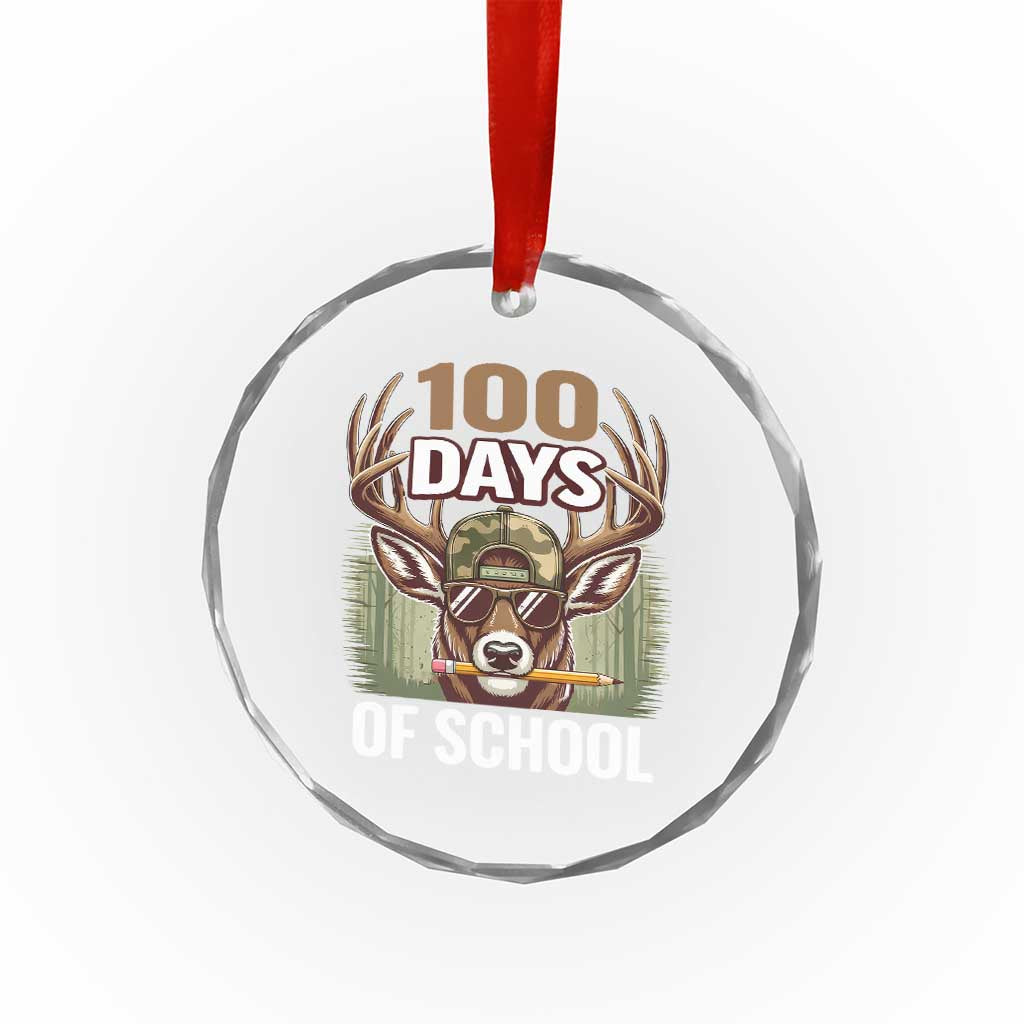 Deer 100 Days Of School Crystal Glass Ornament Camo Bucked 100 Days Smarter