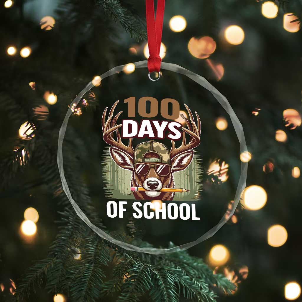 Deer 100 Days Of School Crystal Glass Ornament Camo Bucked 100 Days Smarter