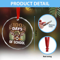 Deer 100 Days Of School Crystal Glass Ornament Camo Bucked 100 Days Smarter