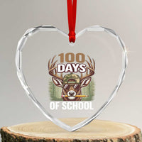 Deer 100 Days Of School Heart Crystal Glass Ornament Camo Bucked 100 Days Smarter
