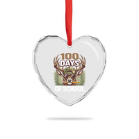 Deer 100 Days Of School Heart Crystal Glass Ornament Camo Bucked 100 Days Smarter