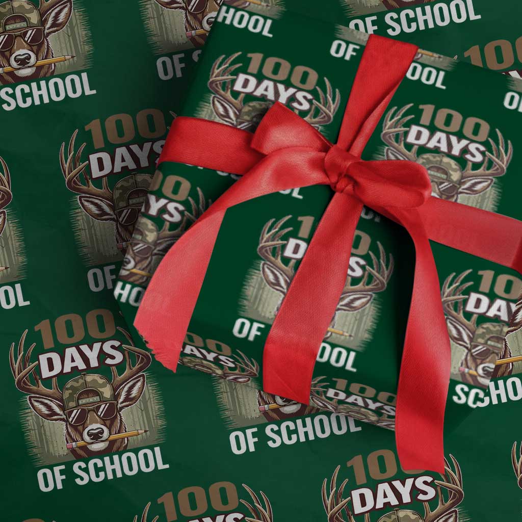 Deer 100 Days Of School Wrapping Paper Roll Camo Bucked 100 Days Smarter