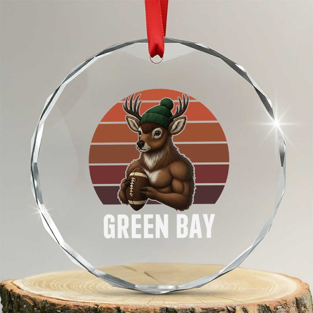 Deer Green Bay Football Crystal Glass Ornament Retro Vintage Style - Wonder Print Shop