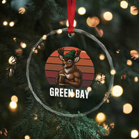 Deer Green Bay Football Crystal Glass Ornament Retro Vintage Style - Wonder Print Shop
