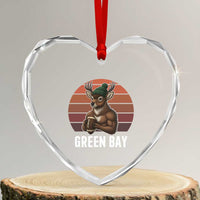 Deer Green Bay Football Heart Crystal Glass Ornament Retro Vintage Style - Wonder Print Shop