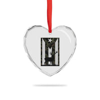 Deer Hunting Camo Puerto Rican Flag Heart Crystal Glass Ornament Boricua Hunters