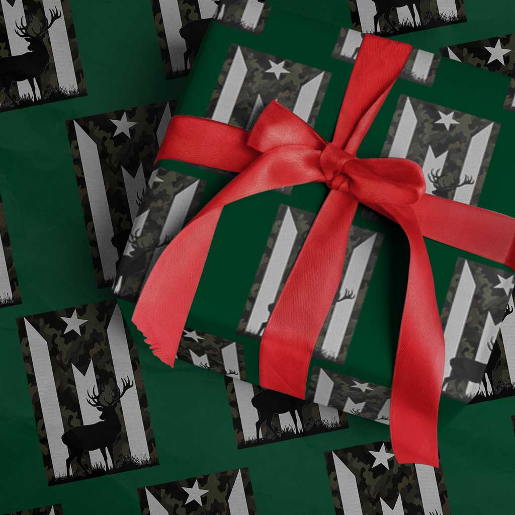 Deer Hunting Camo Puerto Rican Flag Wrapping Paper Roll Boricua Hunters