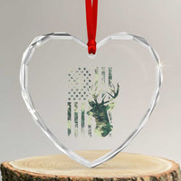 Deer Hunting Camouflage Heart Crystal Glass Ornament Camo US Flag - Wonder Print Shop