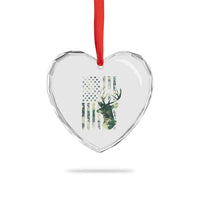 Deer Hunting Camouflage Heart Crystal Glass Ornament Camo US Flag - Wonder Print Shop