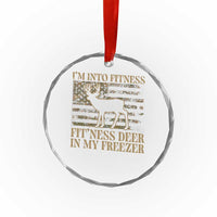 Deer Hunting Crystal Glass Ornament Im Into Fitness Fit Ness Deer Freezer Camo American Flag - Wonder Print Shop