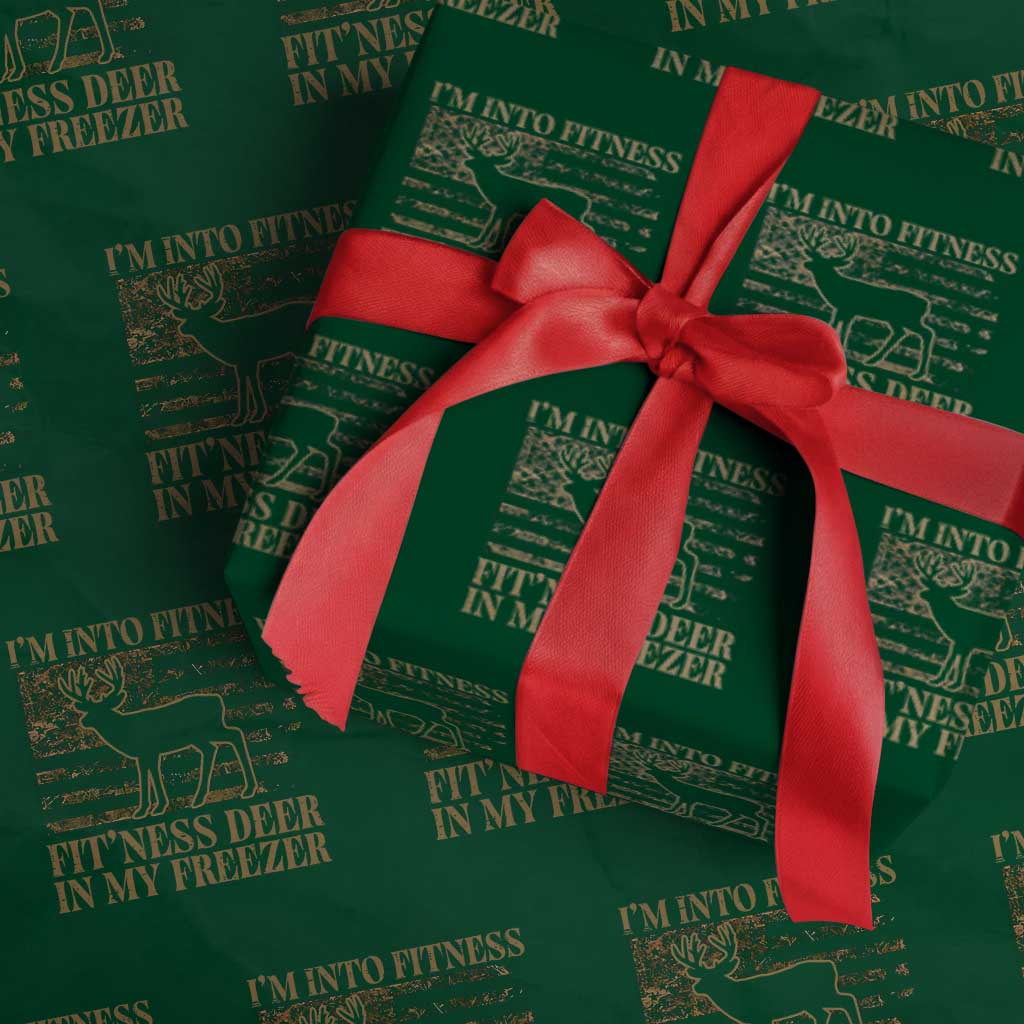 Deer Hunting Wrapping Paper Roll Im Into Fitness Fit Ness Deer Freezer Camo American Flag - Wonder Print Shop