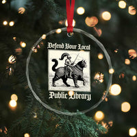 Defend Your Local Public Library Crystal Glass Ornament Knight Cat for Fantasy Book Lovers