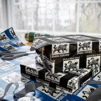 Defend Your Local Public Library Wrapping Paper Roll Knight Cat for Fantasy Book Lovers