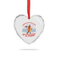 Democracy Is Collapsin But These Weiners Be Slappin 4th of July Heart Crystal Glass Ornament