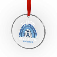 Denim Day Awareness Crystal Glass Ornament In April We Wear Jeans Rainbow