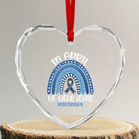 Denim Day Awareness Heart Crystal Glass Ornament In April We Wear Jeans Rainbow