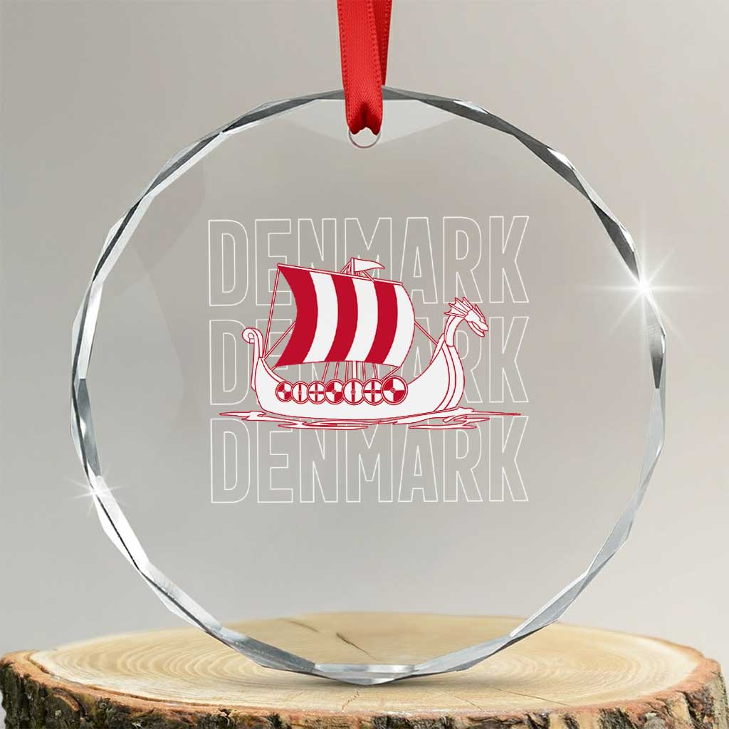 Denmark Flag Viking Ship Danes Danish Roots Dansk Denmark Crystal Glass Ornament