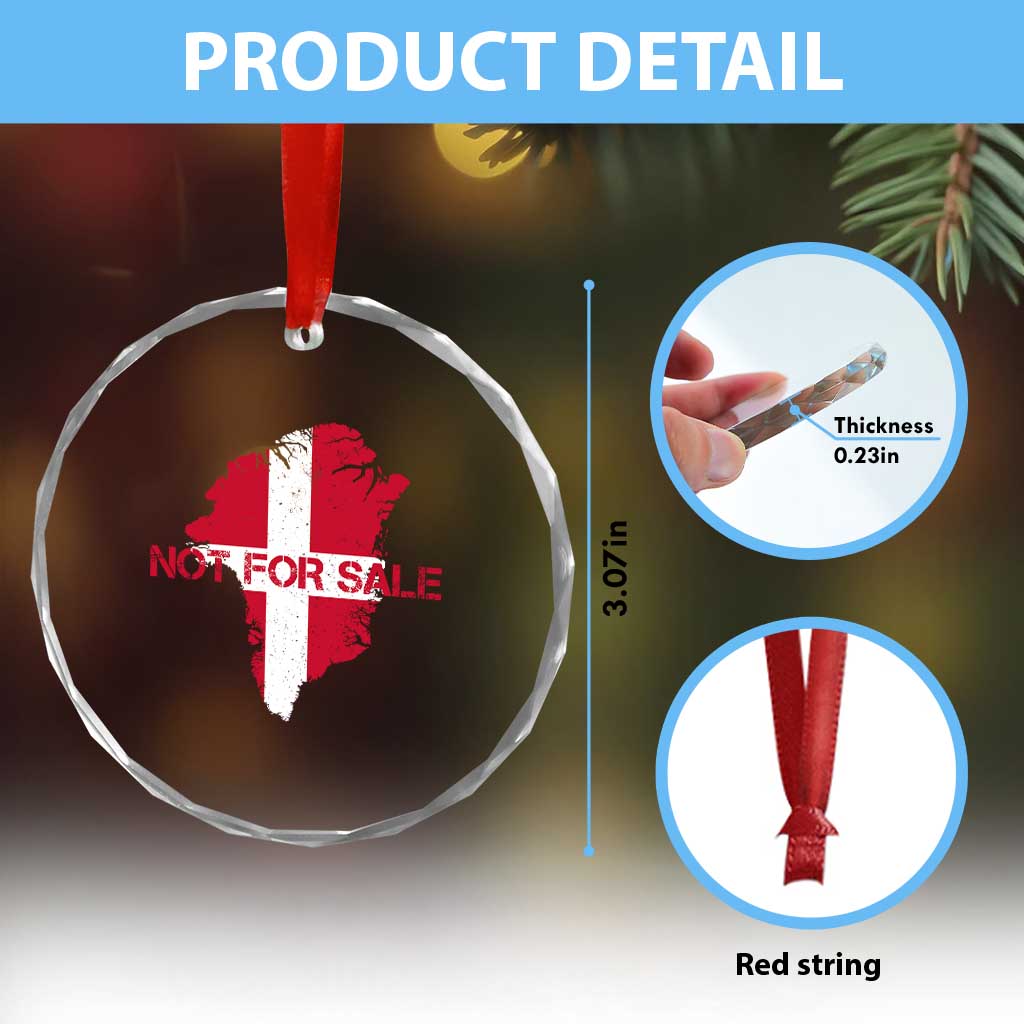 Denmark Stand With Greenland Not For Sale Crystal Glass Ornament Danish Flag Unity Support Protest