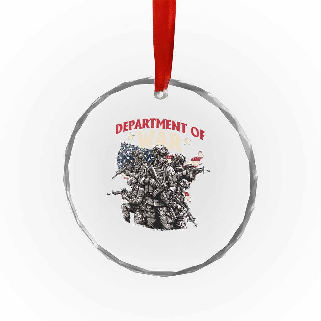 Department of War Est 2025 Crystal Glass Ornament Patriotic Combat Squad Tactical Soldiers Graphic TS02