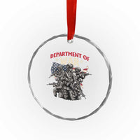 Department of War Est 2025 Crystal Glass Ornament Patriotic Combat Squad Tactical Soldiers Graphic TS02