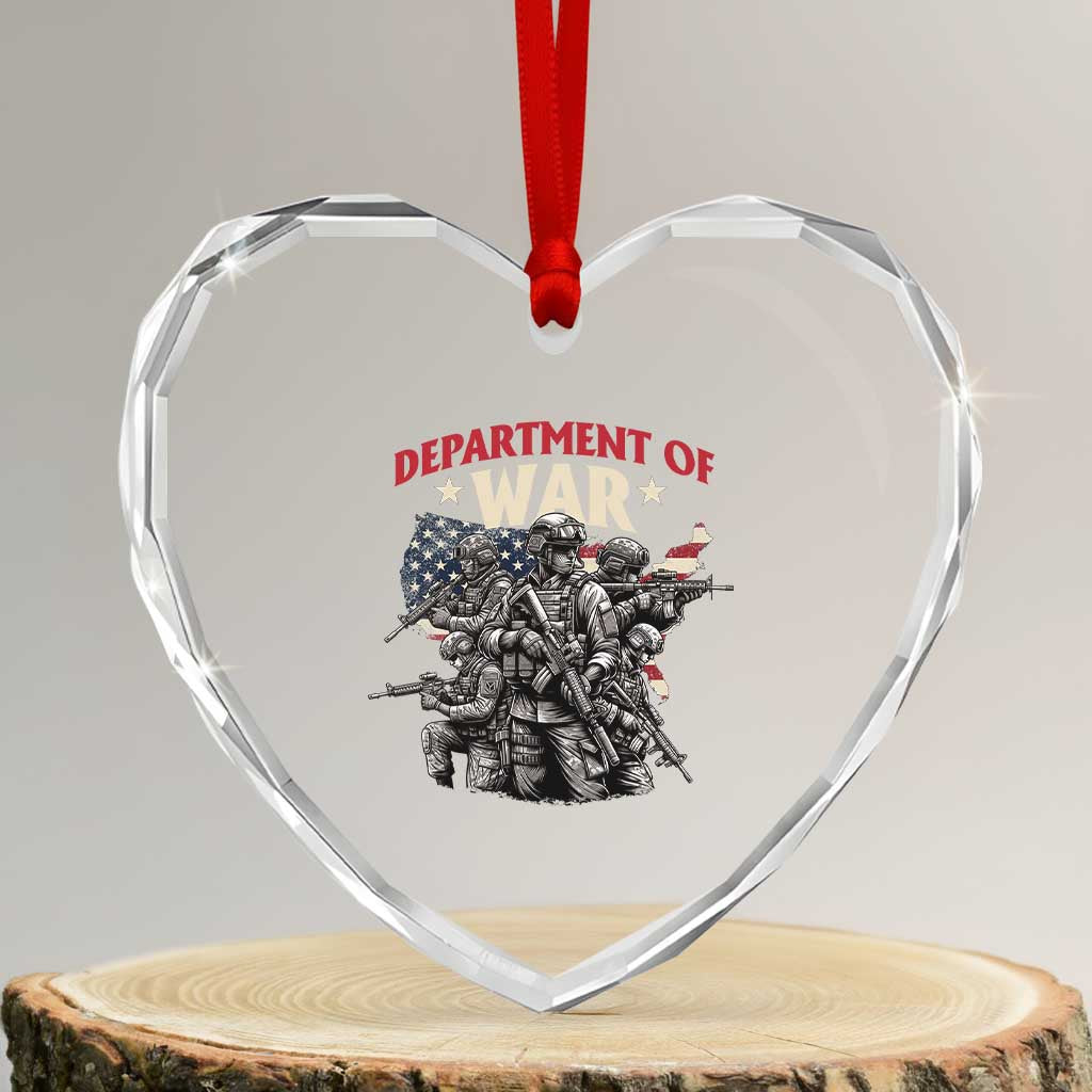 Department of War Est 2025 Heart Crystal Glass Ornament Patriotic Combat Squad Tactical Soldiers Graphic - Wonder Print Shop