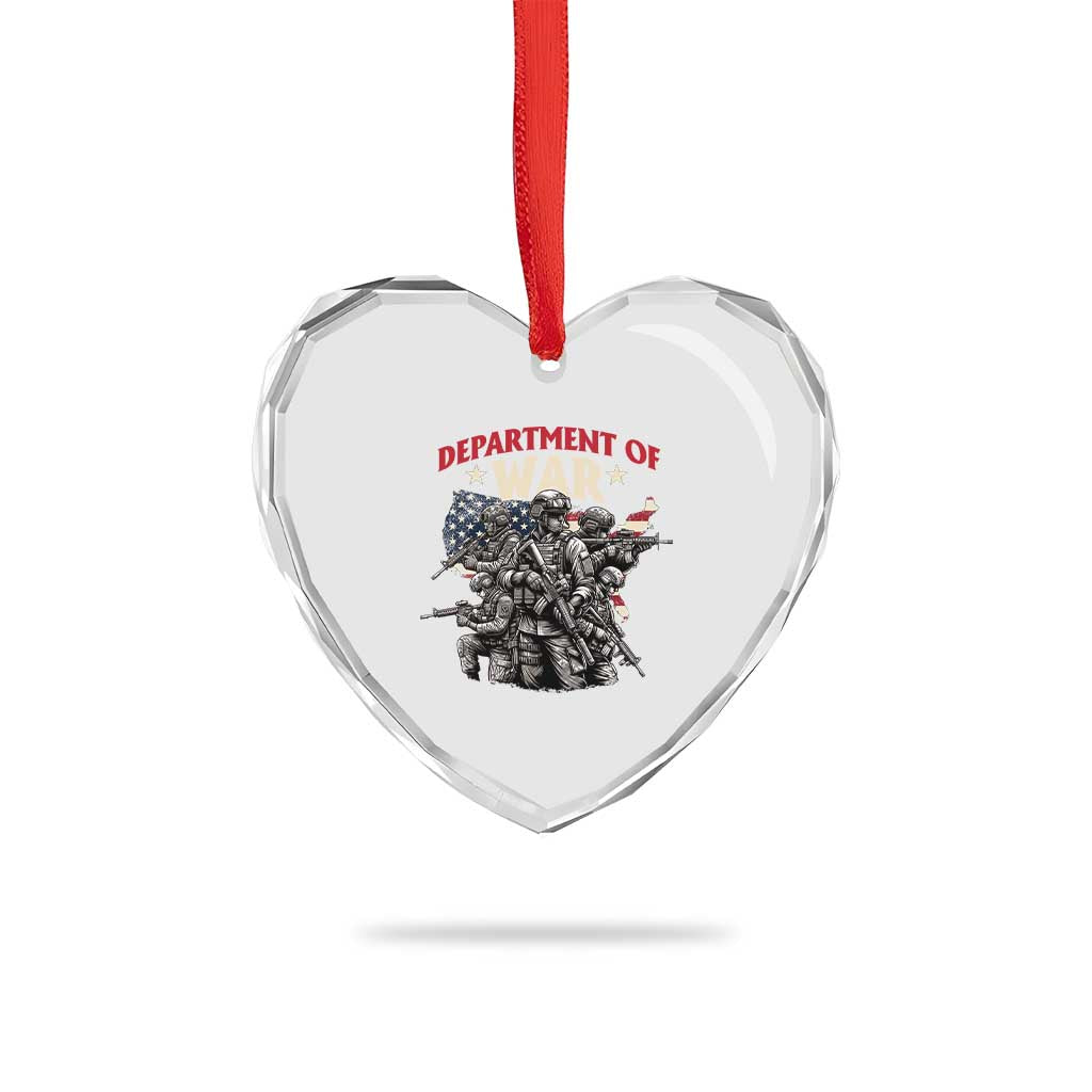 Department of War Est 2025 Heart Crystal Glass Ornament Patriotic Combat Squad Tactical Soldiers Graphic - Wonder Print Shop
