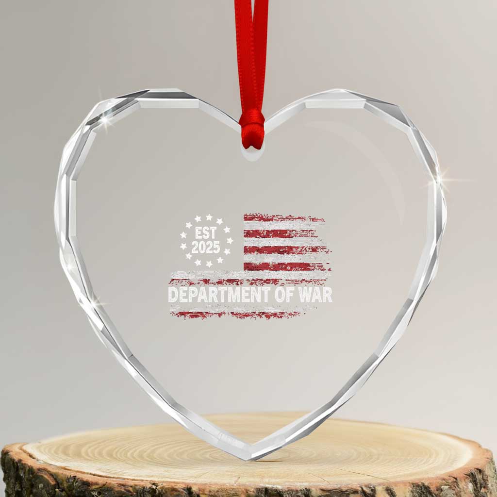 Department of War Est 2025 Heart Crystal Glass Ornament Patriotic Military Vintage Grunge American Flag - Wonder Print Shop
