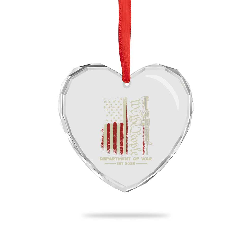 Department of War Est 2025 Heart Crystal Glass Ornament We The People Rifle American Flag Patriotic 2A Statement - Wonder Print Shop