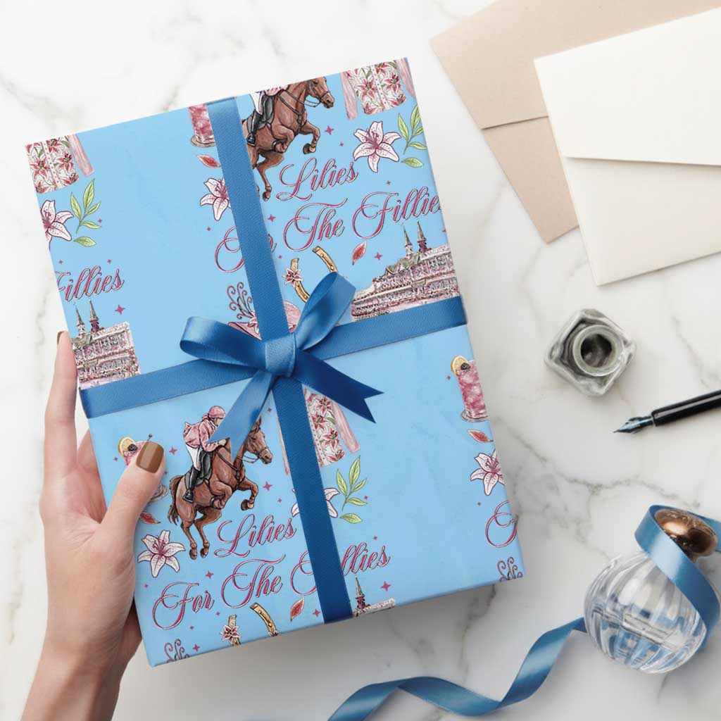 Derby Horse Racing Day Wrapping Paper Roll Lilies For The Fillies Stargazer Lily Flower
