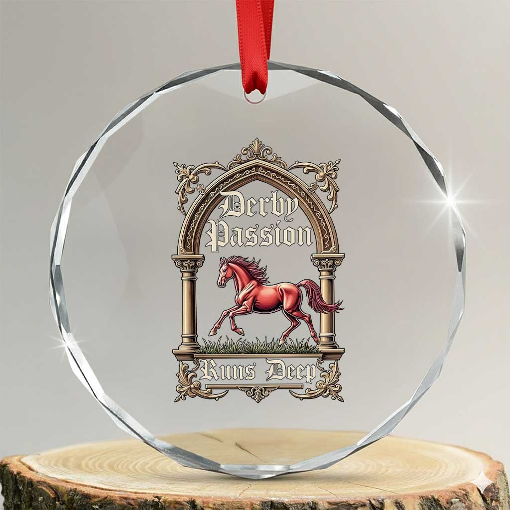 Derby Passion Runs Deep Elegant Horse Racing Crystal Glass Ornament Vintage Gothic Arch Equestrian Thoroughbred Lover