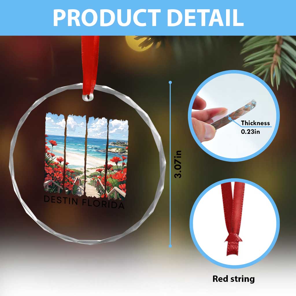 Destin Florida Crystal Glass Ornament Summer Travel Beach Vacation Gift