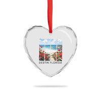 Destin Florida Heart Crystal Glass Ornament Summer Travel Beach Vacation Gift