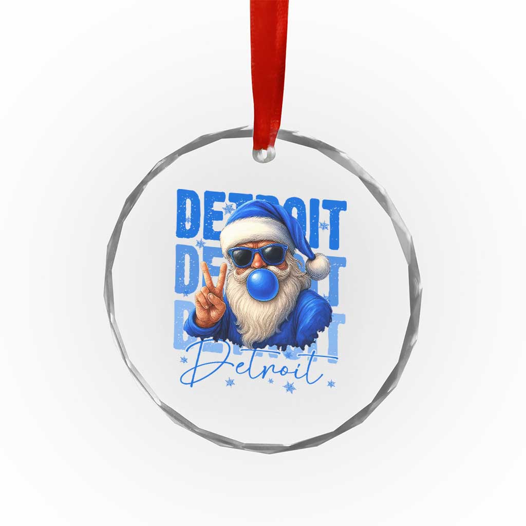 Detroit Football Christmas Crystal Glass Ornament Santa Retro Lions Fan - Wonder Print Shop