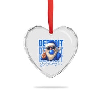 Detroit Football Christmas Heart Crystal Glass Ornament Santa Retro Lions Fan - Wonder Print Shop