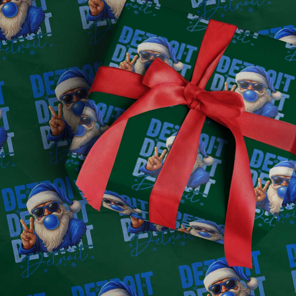Detroit Football Christmas Wrapping Paper Roll Santa Retro Lions Fan - Wonder Print Shop