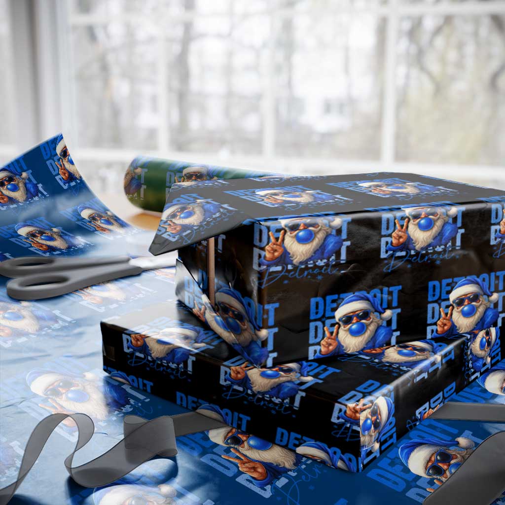 Detroit Football Christmas Wrapping Paper Roll Santa Retro Lions Fan - Wonder Print Shop
