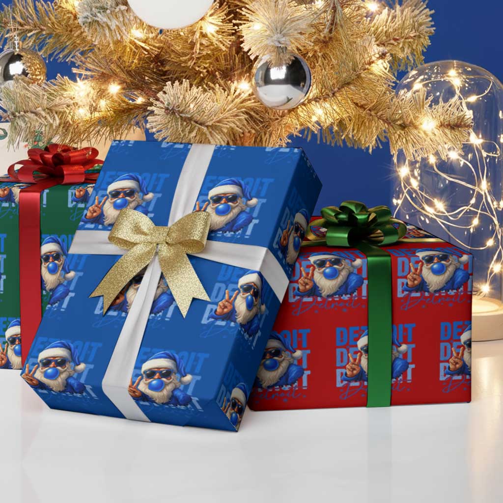 Detroit Football Christmas Wrapping Paper Roll Santa Retro Lions Fan - Wonder Print Shop